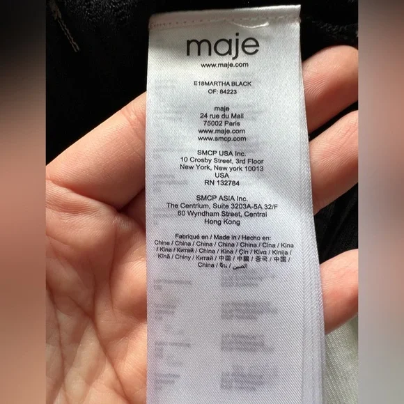 NWOT Maje black ribbed v neck long sleeve top - Picture 6 of 8